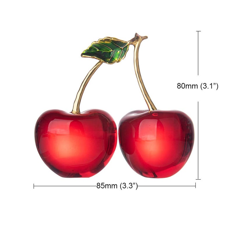 LONGWIN Crystal Cherry Figurine Glass Fruit Status Paperweight Home Decor Ornaments Tabletop Centerpiece - Image 5